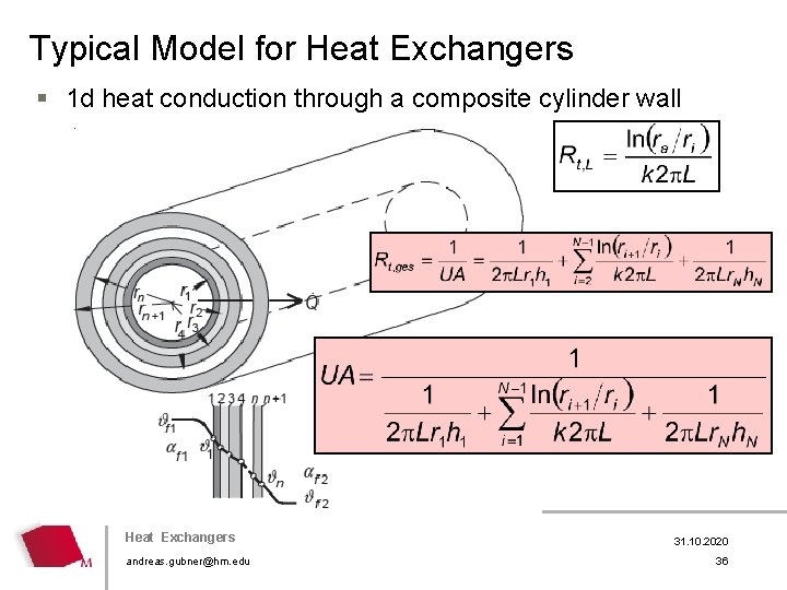 Typical Model for Heat Exchangers § 1 d heat conduction through a composite cylinder