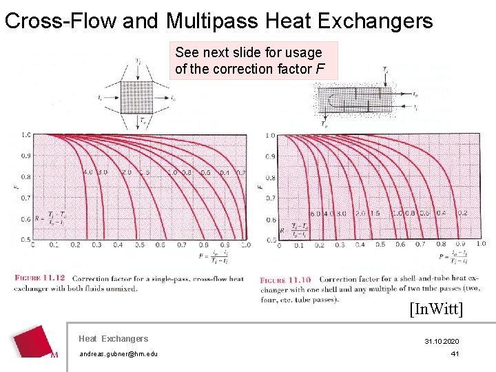 Cross-Flow and Multipass Heat Exchangers See next slide for usage of the correction factor