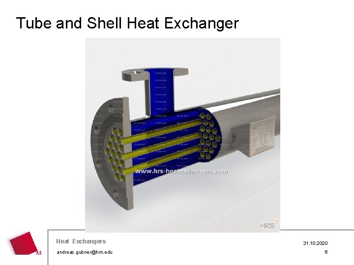 Tube and Shell Heat Exchangers andreas. gubner@hm. edu 31. 10. 2020 6 