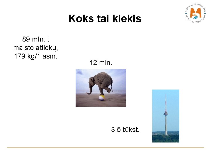 Koks tai kiekis 89 mln. t maisto atliekų, 179 kg/1 asm. 12 mln. 3,