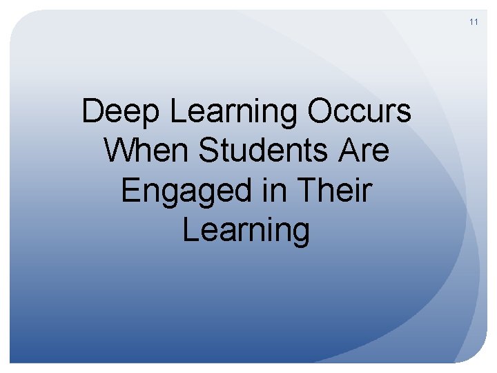 11 Deep Learning Occurs When Students Are Engaged in Their Learning 