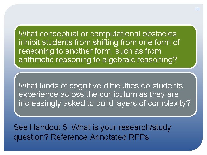 30 What conceptual or computational obstacles inhibit students from shifting from one form of