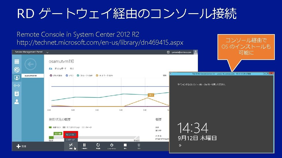 RD ゲートウェイ経由のコンソール接続 Remote Console in System Center 2012 R 2 http: //technet. microsoft. com/en-us/library/dn