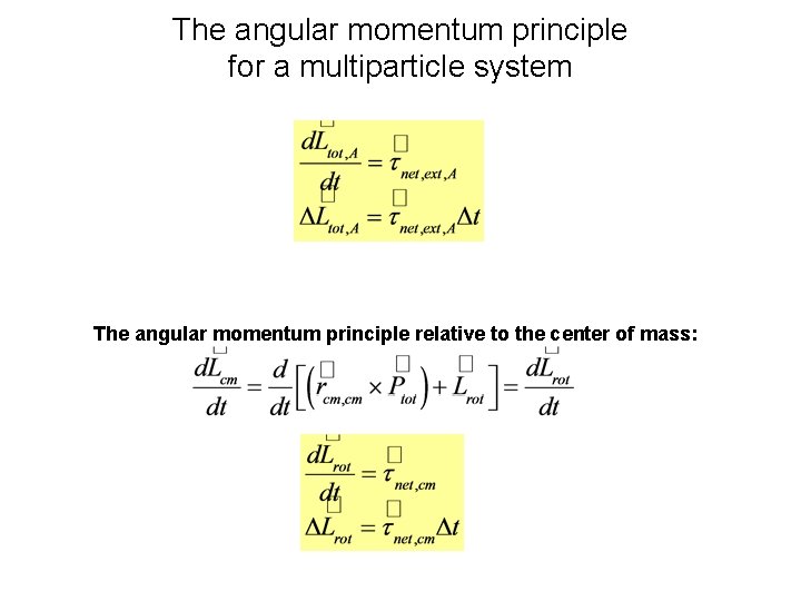 The angular momentum principle for a multiparticle system The angular momentum principle relative to