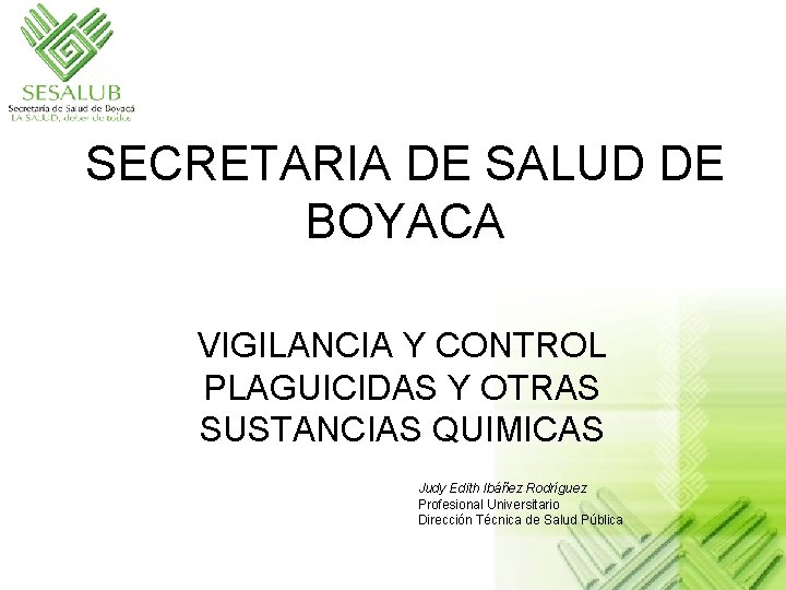 SECRETARIA DE SALUD DE BOYACA VIGILANCIA Y CONTROL PLAGUICIDAS Y OTRAS SUSTANCIAS QUIMICAS Judy