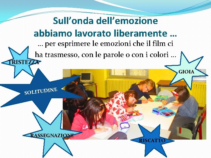 Sull’onda dell’emozione abbiamo lavorato liberamente … … per esprimere le emozioni che il film