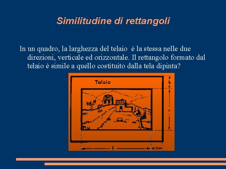 Similitudine di rettangoli In un quadro, la larghezza del telaio è la stessa nelle