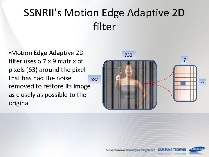 SSNRII’s Motion Edge Adaptive 2 D filter • Motion Edge Adaptive 2 D filter