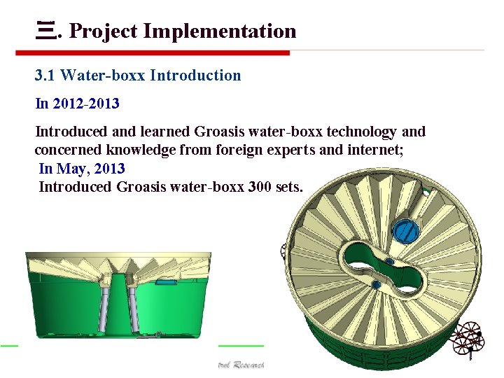三. Project Implementation 3. 1 Water-boxx Introduction In 2012 -2013 Introduced and learned Groasis