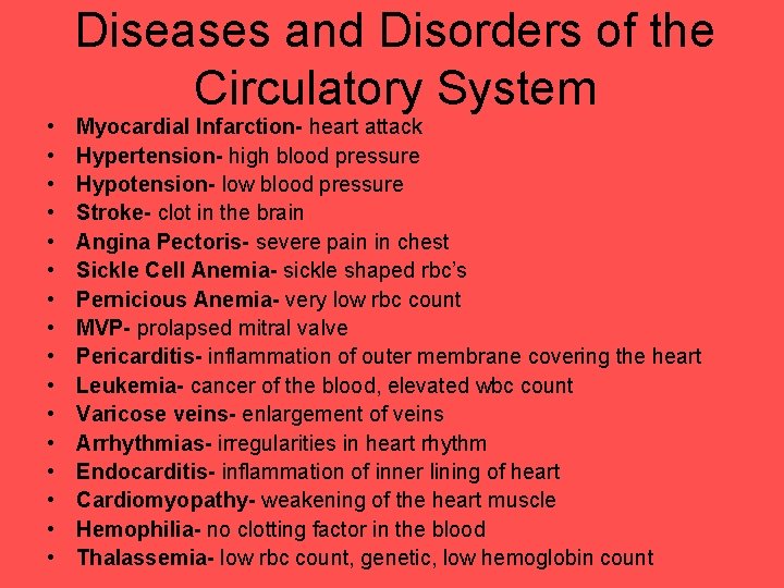  • • • • Diseases and Disorders of the Circulatory System Myocardial Infarction-