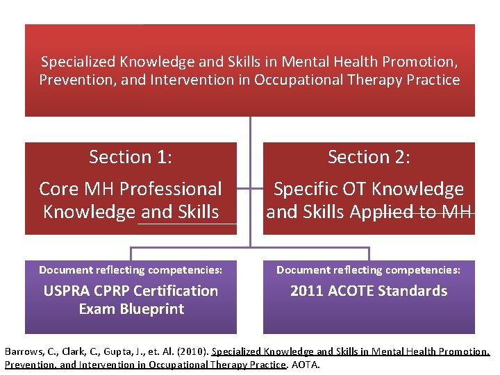 Specialized Knowledge and Skills in Mental Health Promotion, Prevention, and Intervention in Occupational Therapy