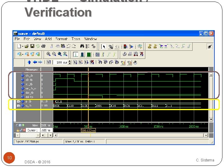 VHDL – Simulation / Verification 10 DSDA - © 2016 C. Sisterna 