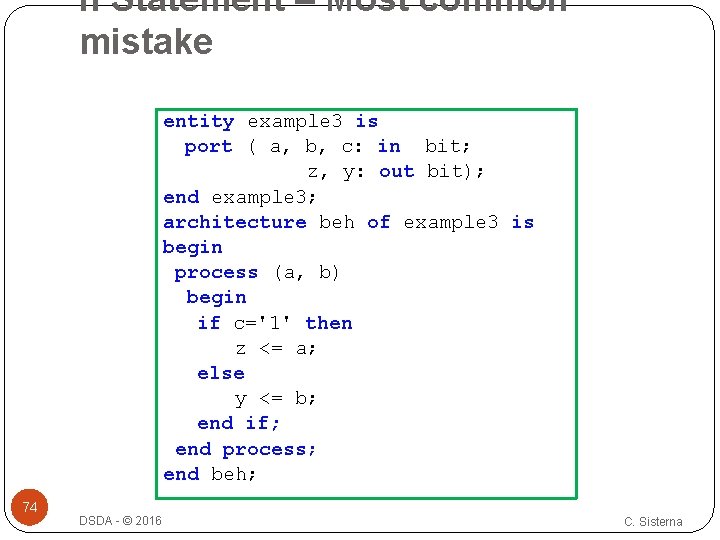 If Statement – Most common mistake entity example 3 is port ( a, b, If Statement – Most common mistake entity example 3 is port ( a, b,
