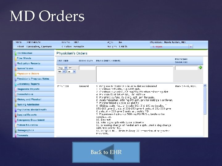 MD Orders Back to EHR 