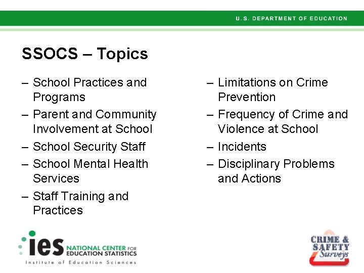 SSOCS – Topics – School Practices and Programs – Parent and Community Involvement at SSOCS – Topics – School Practices and Programs – Parent and Community Involvement at