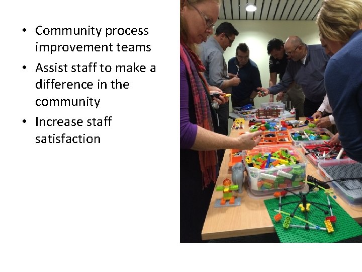  • Community process improvement teams • Assist staff to make a difference in