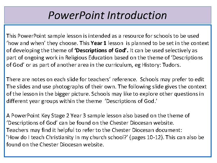 Power. Point Introduction This Power. Point sample lesson is intended as a resource for