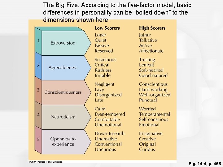 The Big Five. According to the five-factor model, basic differences in personality can be