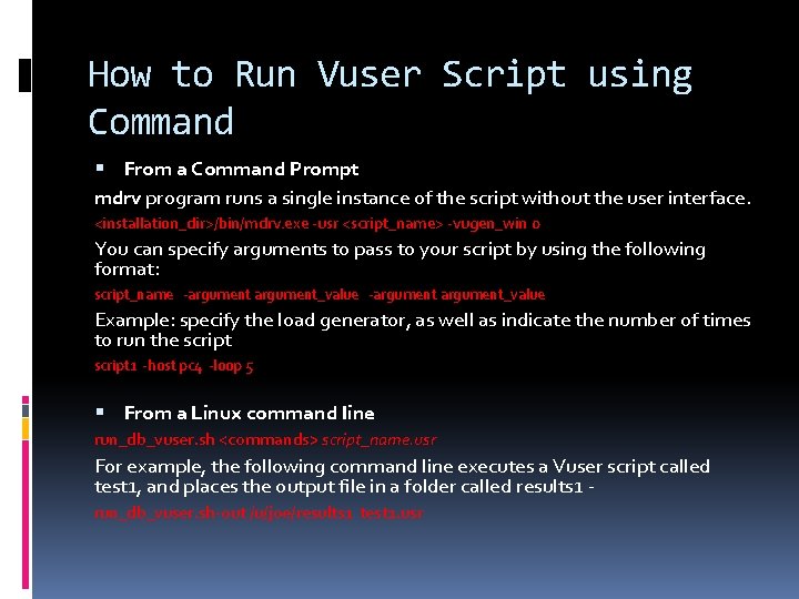 How to Run Vuser Script using Command From a Command Prompt mdrv program runs