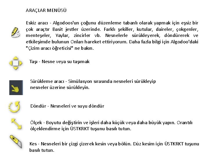 ARAÇLAR MENÜSÜ Eskiz aracı - Algodoos'un çoğunu düzenleme tabanlı olarak yapmak için eşsiz bir ARAÇLAR MENÜSÜ Eskiz aracı - Algodoos'un çoğunu düzenleme tabanlı olarak yapmak için eşsiz bir