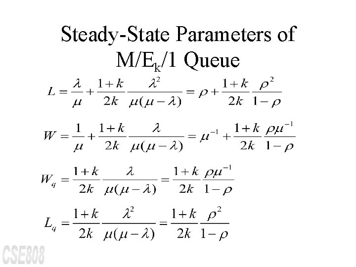 Steady-State Parameters of M/Ek/1 Queue 