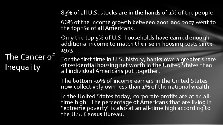 83% of all U. S. stocks are in the hands of 1% of the