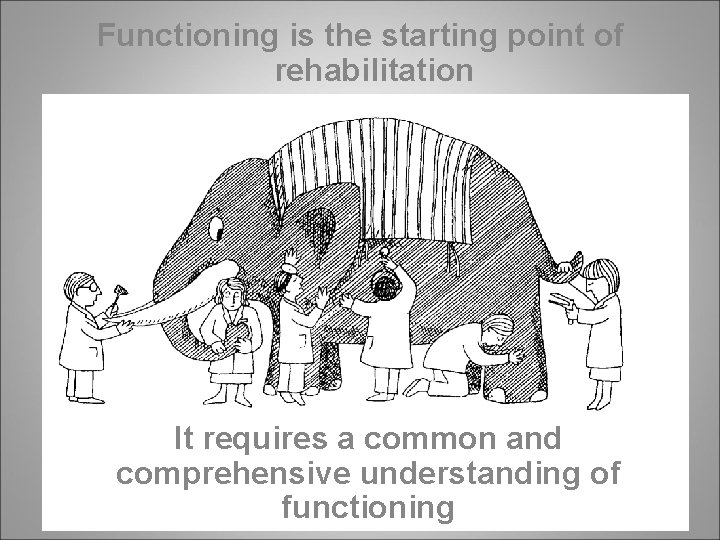 Functioning is the starting point of rehabilitation It requires a common and Comprehensive approach