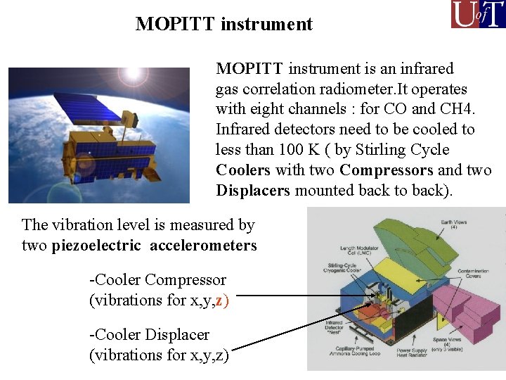 MOPITT instrument is an infrared gas correlation radiometer. It operates with eight channels : MOPITT instrument is an infrared gas correlation radiometer. It operates with eight channels :