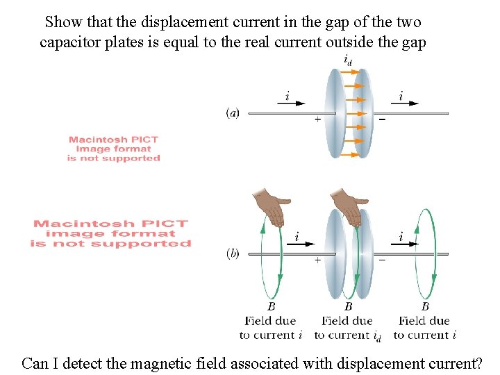 Show that the displacement current in the gap of the two capacitor plates is