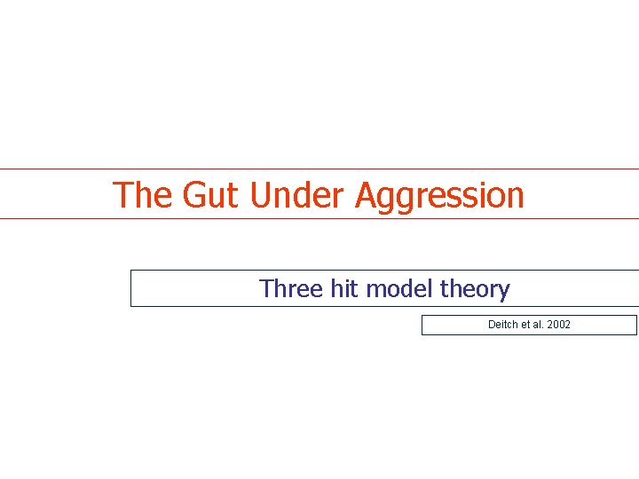 The Gut Under Aggression Three hit model theory Deitch et al. 2002 