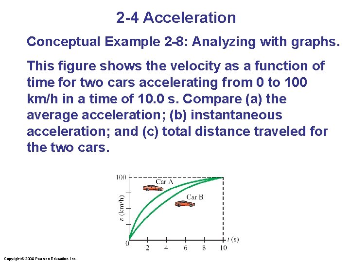 2 -4 Acceleration Conceptual Example 2 -8: Analyzing with graphs. This figure shows the