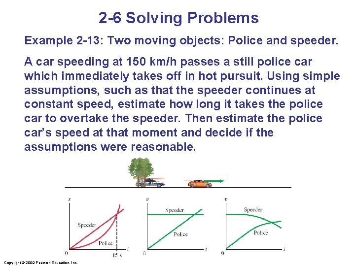 2 -6 Solving Problems Example 2 -13: Two moving objects: Police and speeder. A