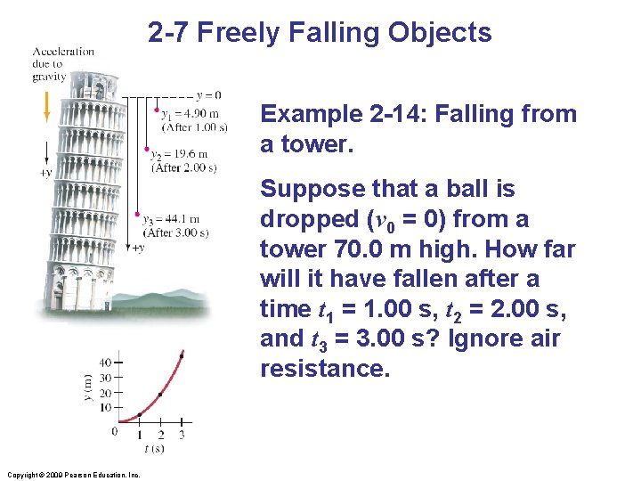 2 -7 Freely Falling Objects Example 2 -14: Falling from a tower. Suppose that