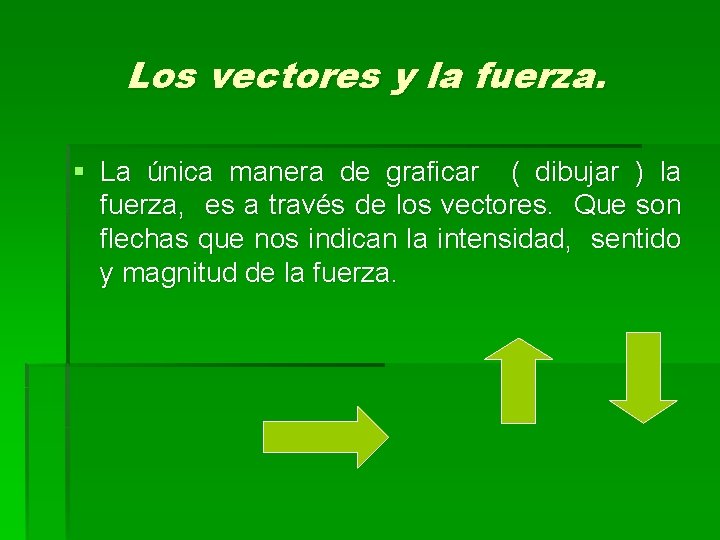 Los vectores y la fuerza. § La única manera de graficar ( dibujar )