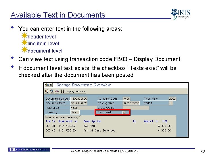 Available Text in Documents • • • You can enter text in the following