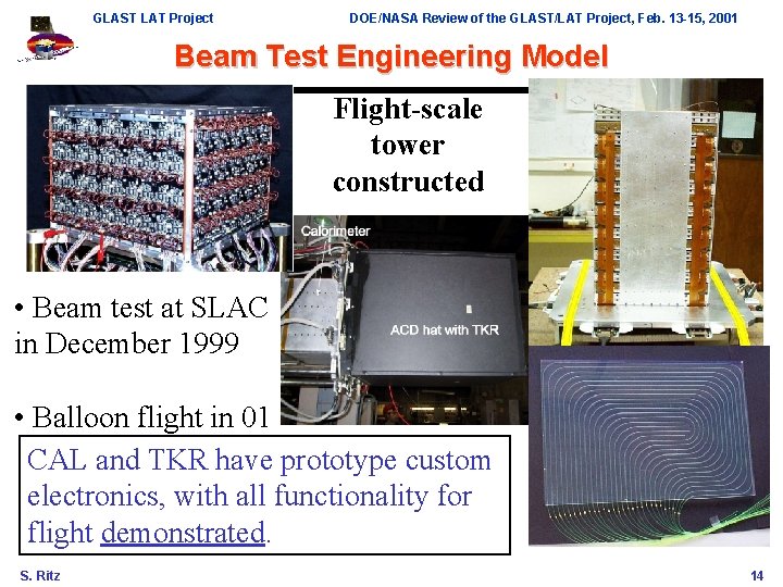 GLAST LAT Project DOE/NASA Review of the GLAST/LAT Project, Feb. 13 -15, 2001 Beam