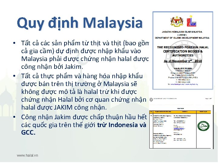 Quy định Malaysia • Tất cả các sản phẩm từ thịt và thịt (bao