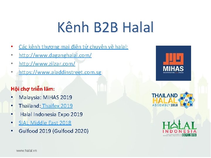 Kênh B 2 B Halal • • Các kênh thương mại điện tử chuyên