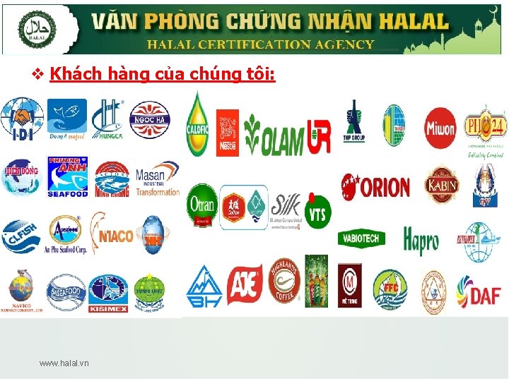 v Khách hàng của chúng tôi: www. halal. vn 