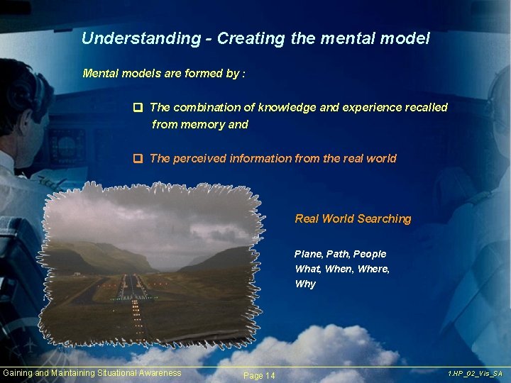 Understanding - Creating the mental model Mental models are formed by : q The