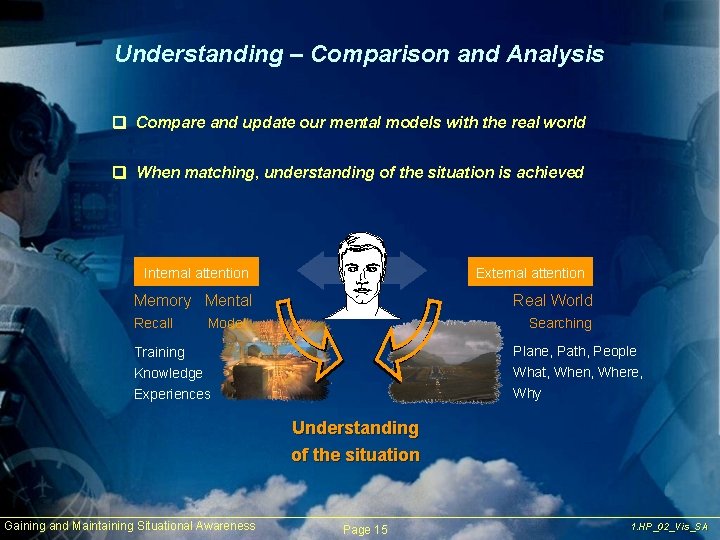 Understanding – Comparison and Analysis q Compare and update our mental models with the