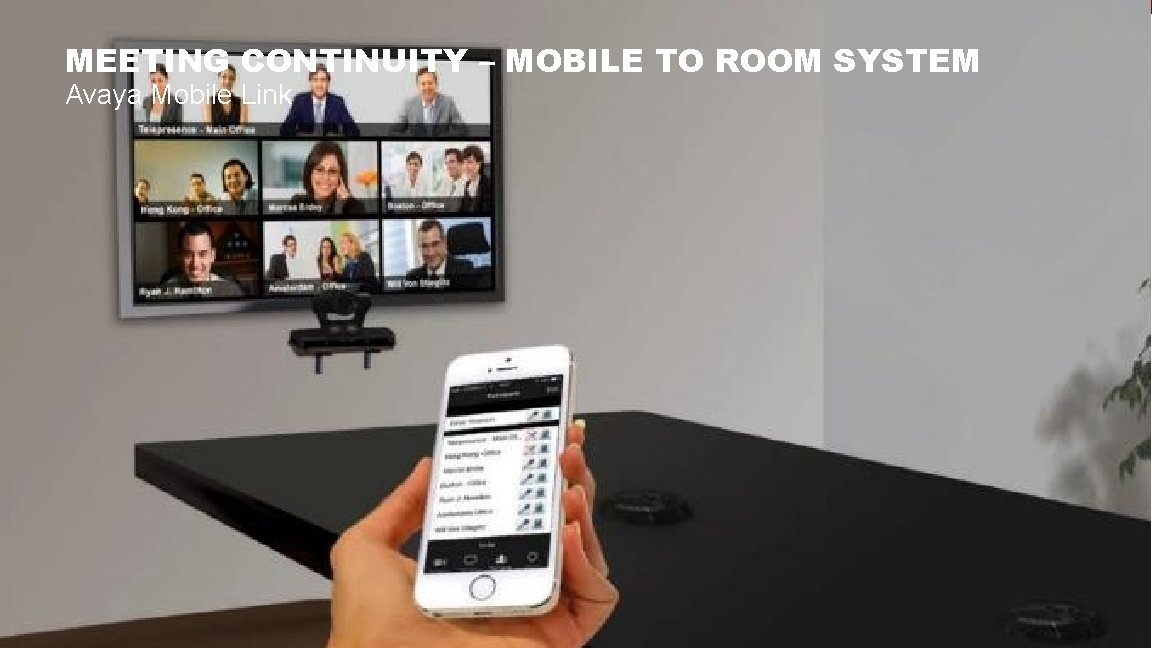 MEETING CONTINUITY – MOBILE TO ROOM SYSTEM Avaya Mobile Link Mary Meeker, Morgan Stanley, MEETING CONTINUITY – MOBILE TO ROOM SYSTEM Avaya Mobile Link Mary Meeker, Morgan Stanley,