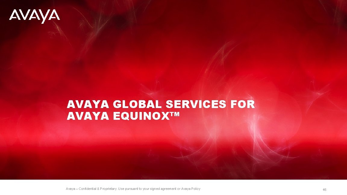 AVAYA GLOBAL SERVICES FOR AVAYA EQUINOX™ Avaya – Confidential & Proprietary. Use pursuant to