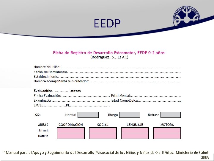 EEDP “Manual para el Apoyo y Seguimiento del Desarrollo Psicosocial de los Niños y