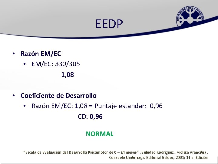 EEDP • Razón EM/EC • EM/EC: 330/305 1, 08 • Coeficiente de Desarrollo •