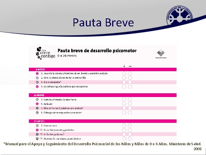 Pauta Breve “Manual para el Apoyo y Seguimiento del Desarrollo Psicosocial de los Niños