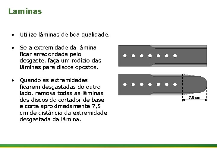 Laminas • Utilize lâminas de boa qualidade. • Se a extremidade da lâmina ficar