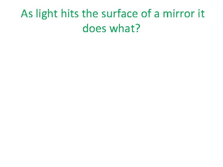 As light hits the surface of a mirror it does what? 