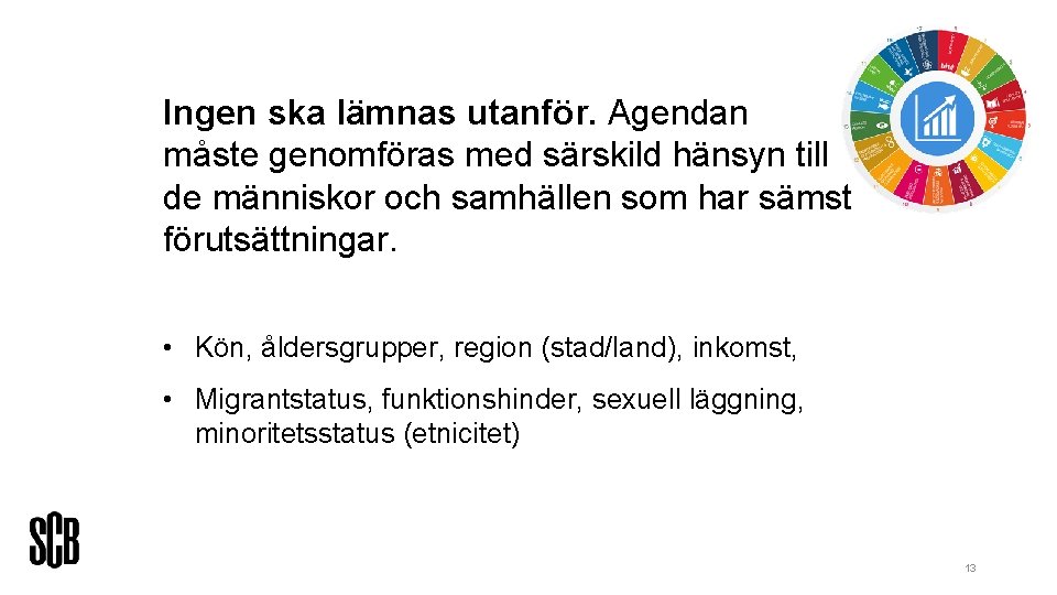 Ingen ska lämnas utanför. Agendan måste genomföras med särskild hänsyn till de människor och