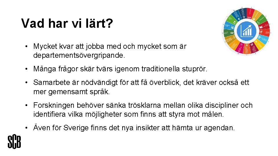 Vad har vi lärt? • Mycket kvar att jobba med och mycket som är